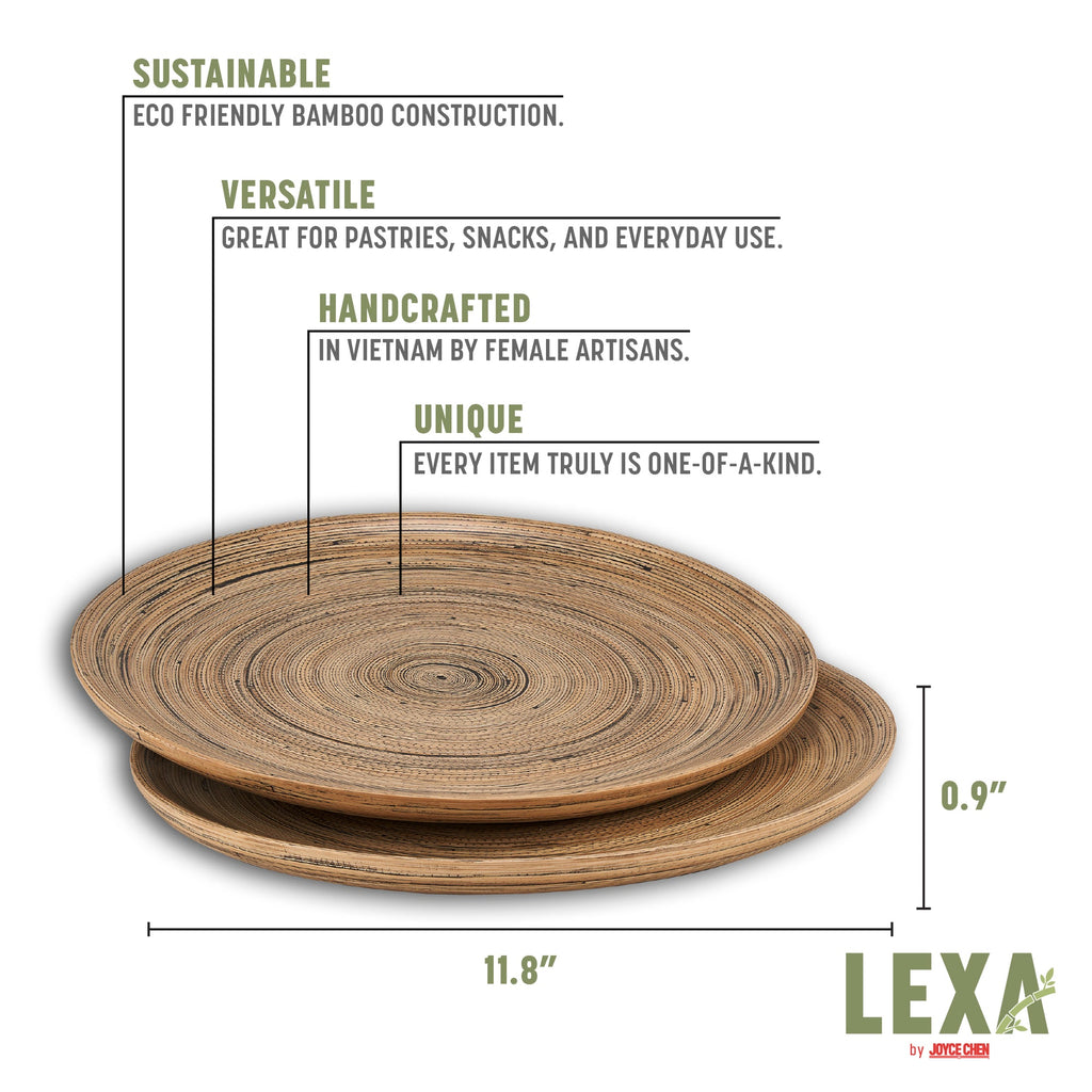 Bamboo Serving Plate in Black, Set of 2