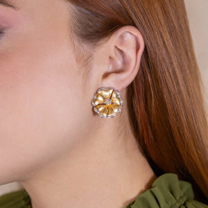 Marigold Diamond Flower Earrings - Jewelry - RUCHI New York