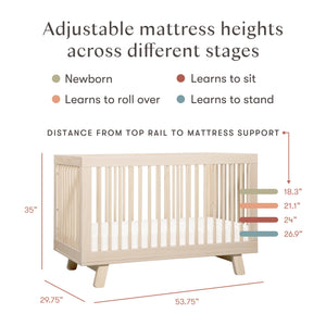 Hudson 3-in-1 Convertible Crib with Toddler Bed Conversion Kit in Natural