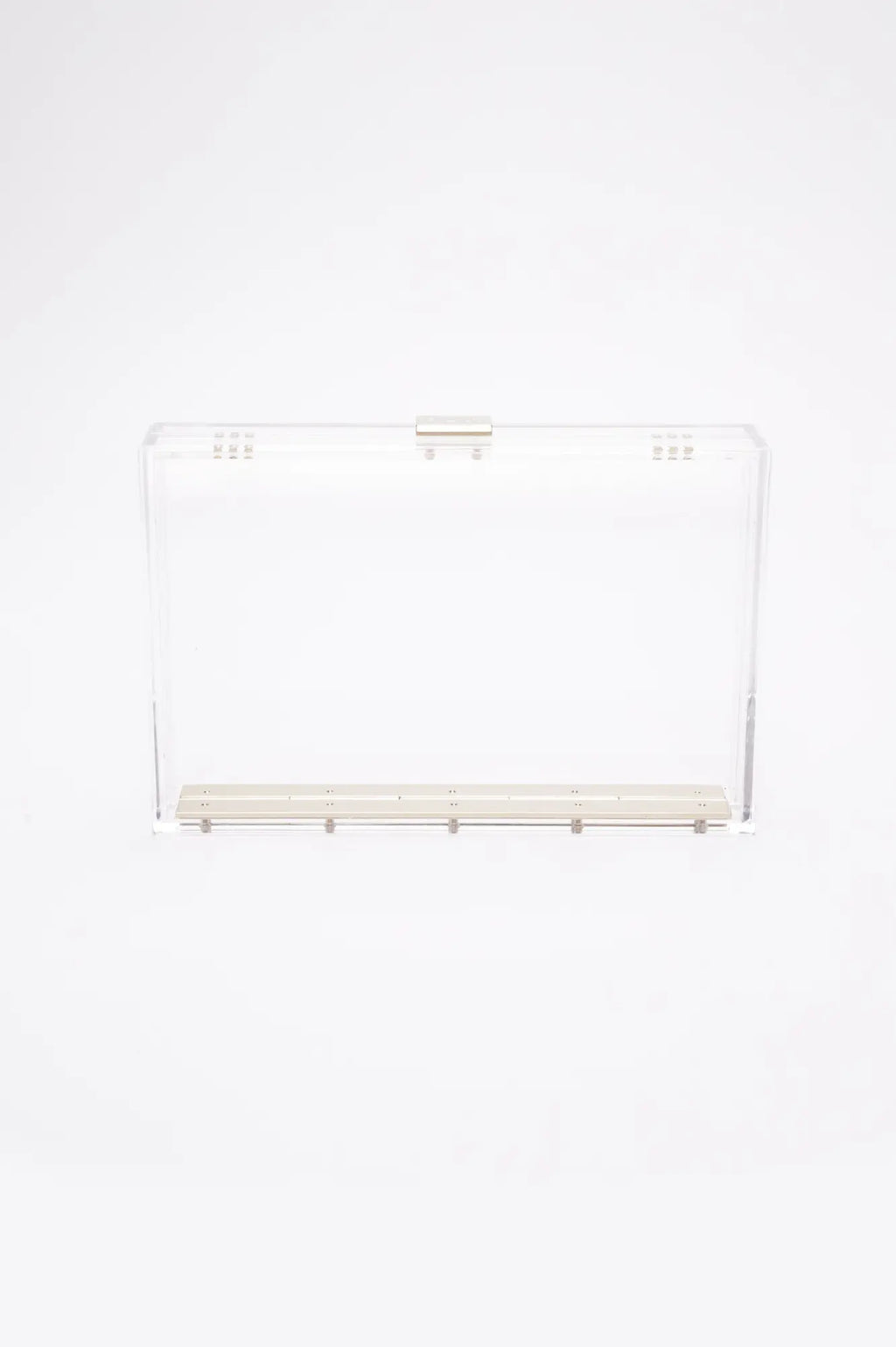 Mia Acrylic Clutch with Cinderella Blue Pouch from The Bella Rosa Collection on a white background.