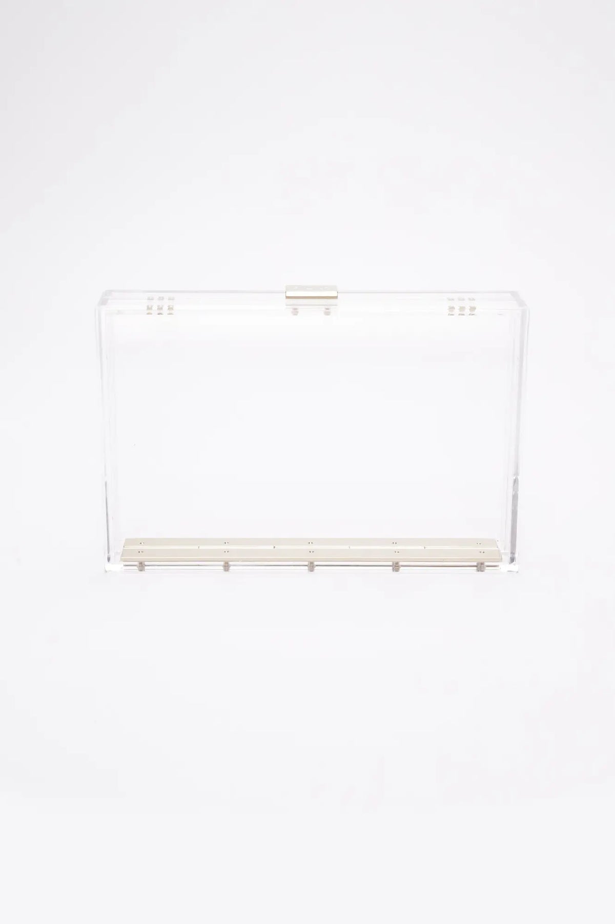 Mia Acrylic Clutch with Cinderella Blue Pouch from The Bella Rosa Collection on a white background.