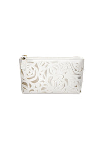 The Bella Rosa Collection Mia Acrylic Clutch with Ivory Laser Cut Rose