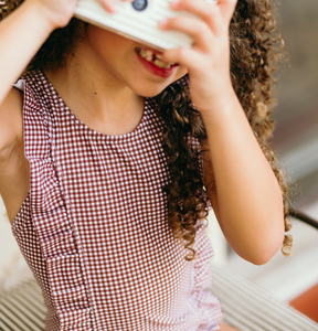 Girls’ Cocoa Gingham Ruffle One Piece