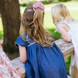 Girls’ Chambray Embroidered Cap Sleeve Dress
