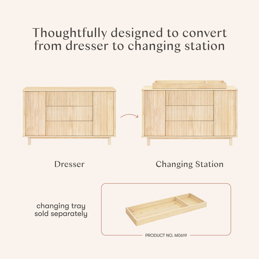 Pogo Tambour Extra Wide Assembled Dresser (58") in Blonde