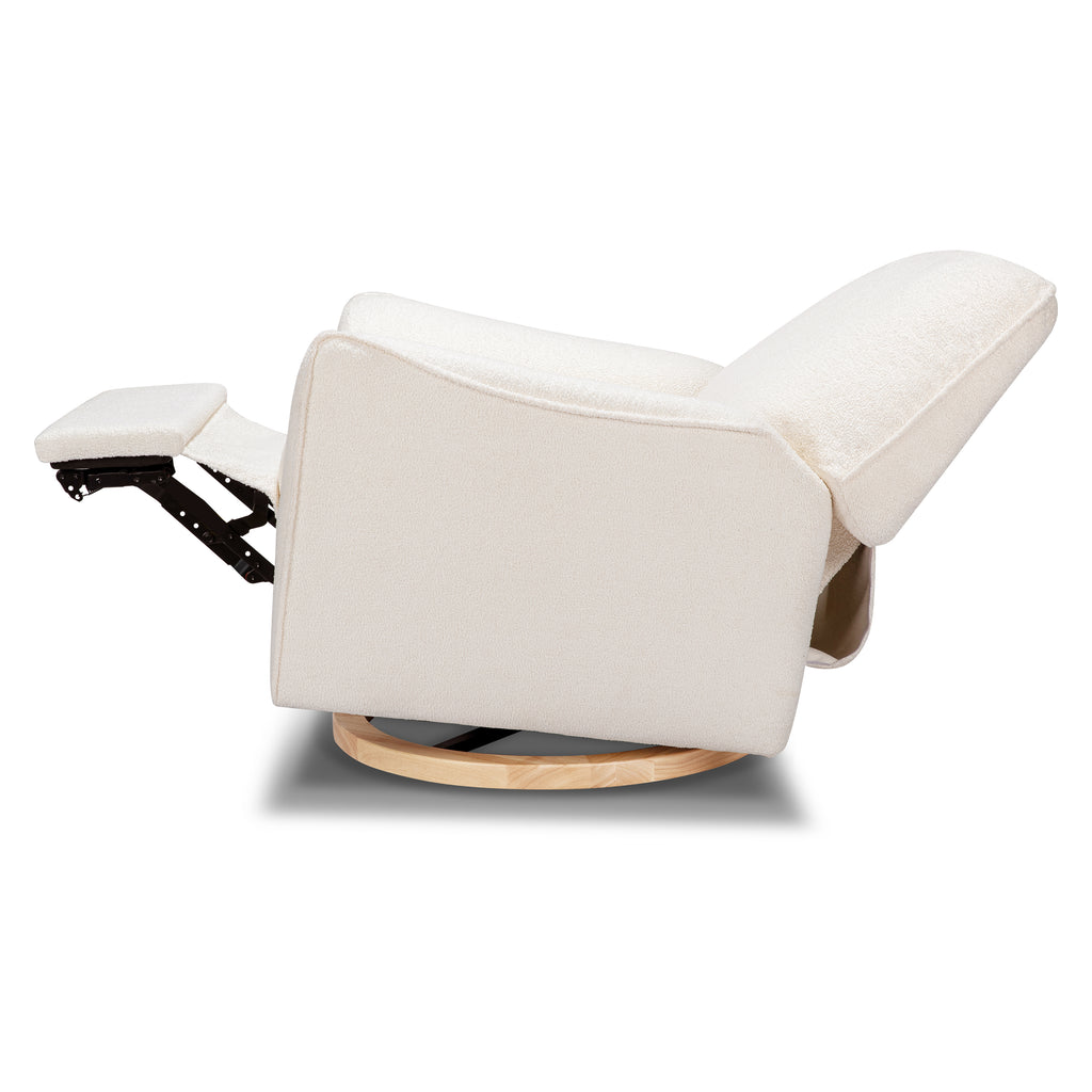 Sunday Power Recliner and Swivel Glider in Chantilly Fleece with Light Wood Base