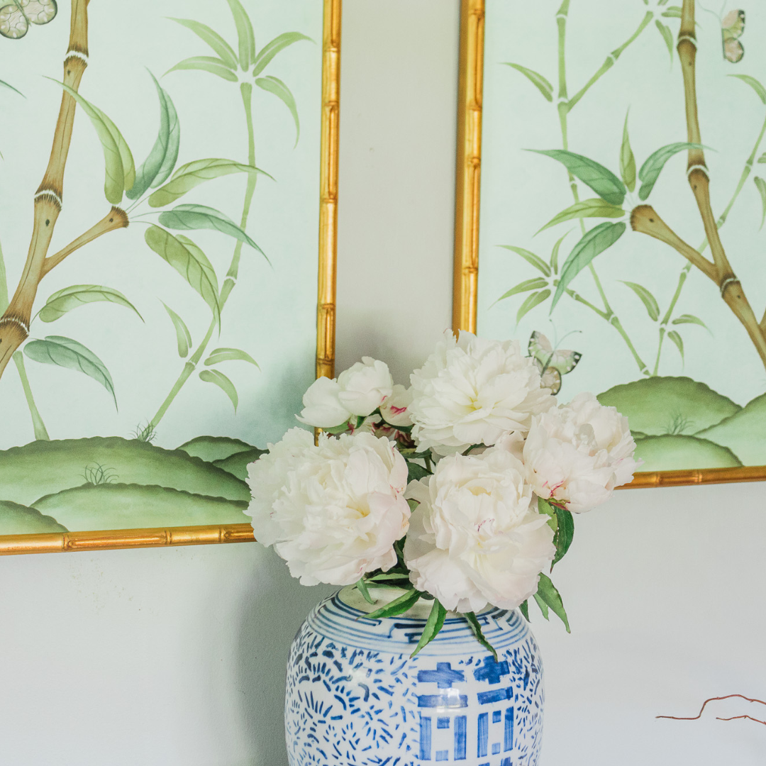 Bamboo En Fleur Triptych | Chinoiserie Panel, Set of 3