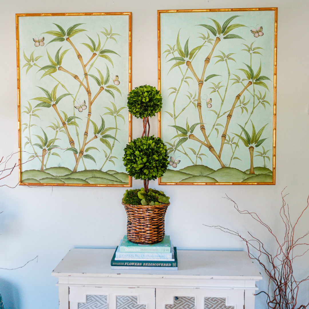 Bamboo En Fleur Triptych | Chinoiserie Panel, Set of 3
