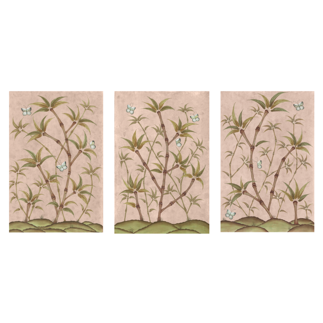 Bamboo En Fleur Triptych | Chinoiserie Panel, Set of 3