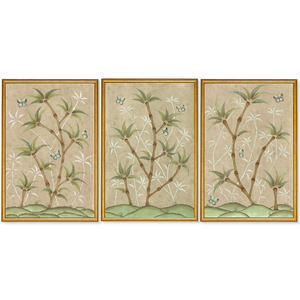 Bamboo En Fleur Triptych | Chinoiserie Panel, Set of 3