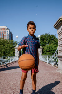 Plaid Polo Shirt in Navy & Maroon