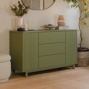 Pogo Tambour Extra Wide Assembled Dresser (58") in Olive
