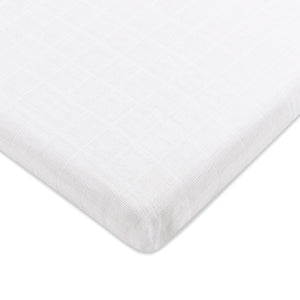 All-Stages Bassinet Sheet in GOTS Certified Organic Muslin Cotton in White