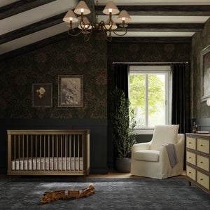 Marin with Cane 3-in-1 Convertible Crib in Natural Walnut & Blonde Cane