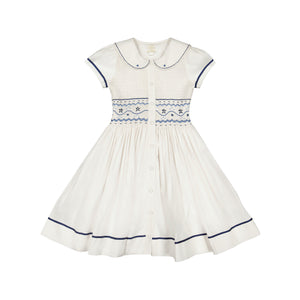 Riviera White Short Sleeve Smocked Dress
