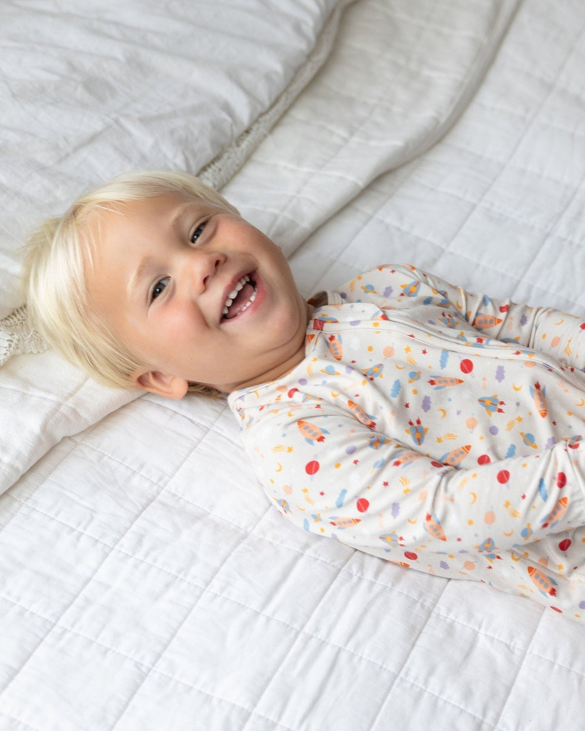 Rocketship Bamboo Pajamas, Space Pjs for Baby, Bamboo Pajamas for Kids