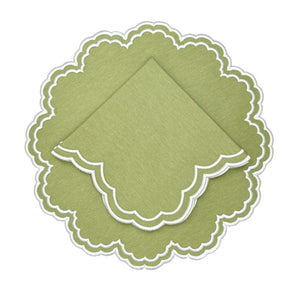 sage embroidered luxury placemat and napkin