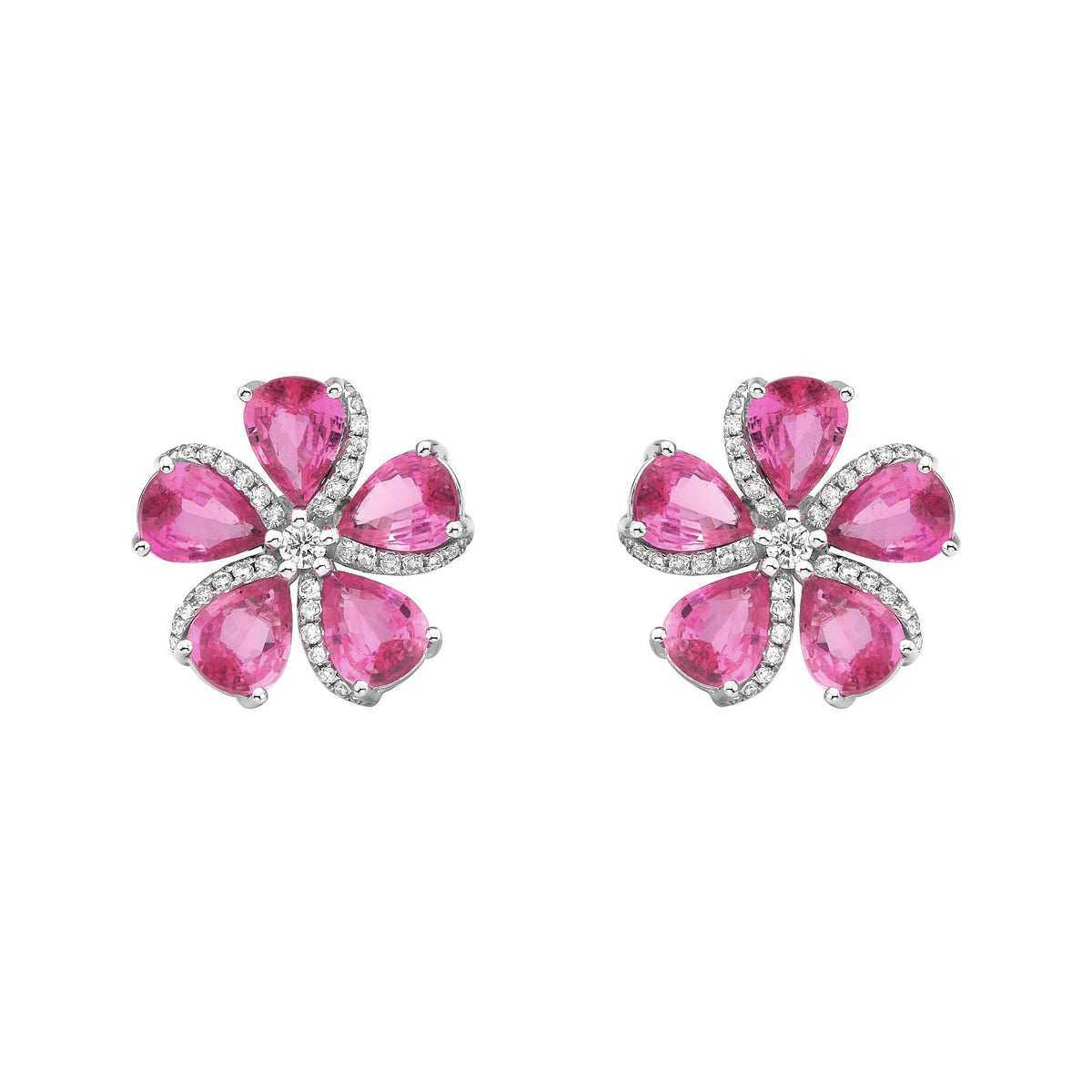 Sakura Pink Sapphire Flower Earrings - Jewelry - RUCHI New York