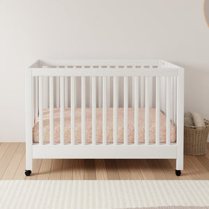 Maki Portable Folding Crib with Toddler Bed Conversion Kit in White