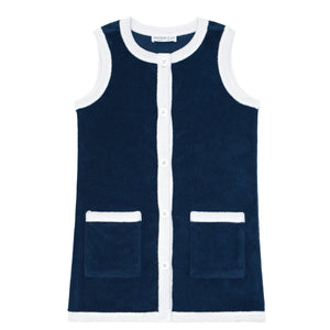 Girls Navy French Terry Dress