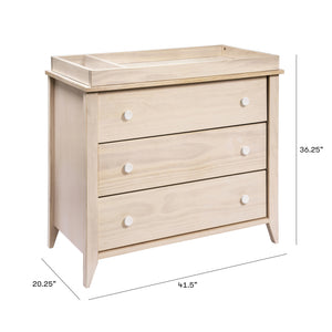 Sprout 3-Drawer Compact Changer Dresser with Removable Changing Tray (42") in Washed Natural & White