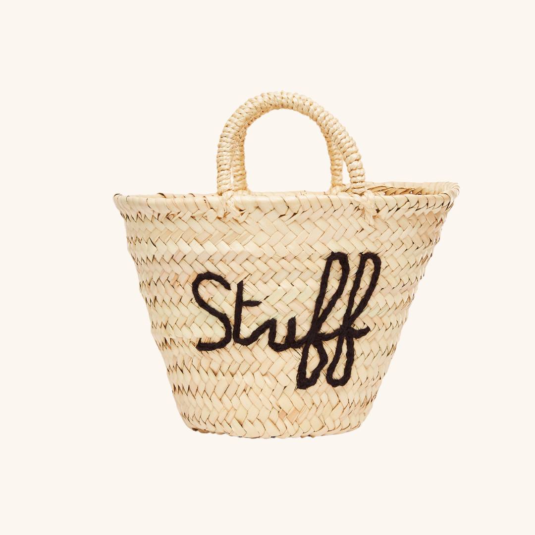 Custom hand embroidery detail on The Monogram Basket