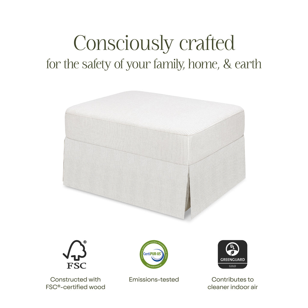 Crawford Gliding Ottoman in Fog Chatham Stripe Performance Eco-Weave