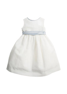 Sleeveless Ivory Flower Girl Dress with Blue Silk Sash (6mths-10yrs) Dresses from Pepa London