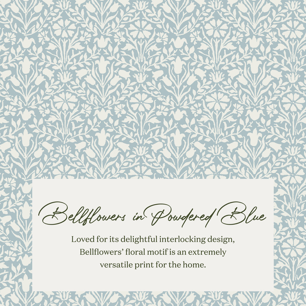 Morris & Co. x Namesake Tuffet Storage Ottoman Bellflowers in Powdered Blue