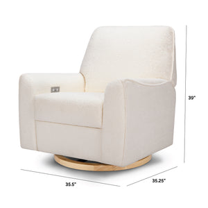 Sunday Power Recliner and Swivel Glider in Chantilly Fleece with Light Wood Base