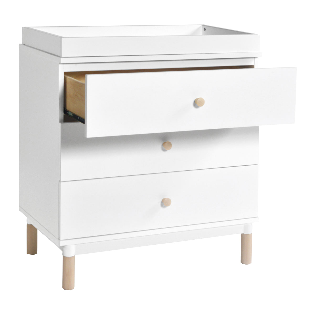Gelato 3-Drawer Compact Changer Dresser with Removable Changing Tray (34") in White & Washed Natural