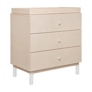 Gelato 3-Drawer Compact Changer Dresser with Removable Changing Tray (34") in Washed Natural & White