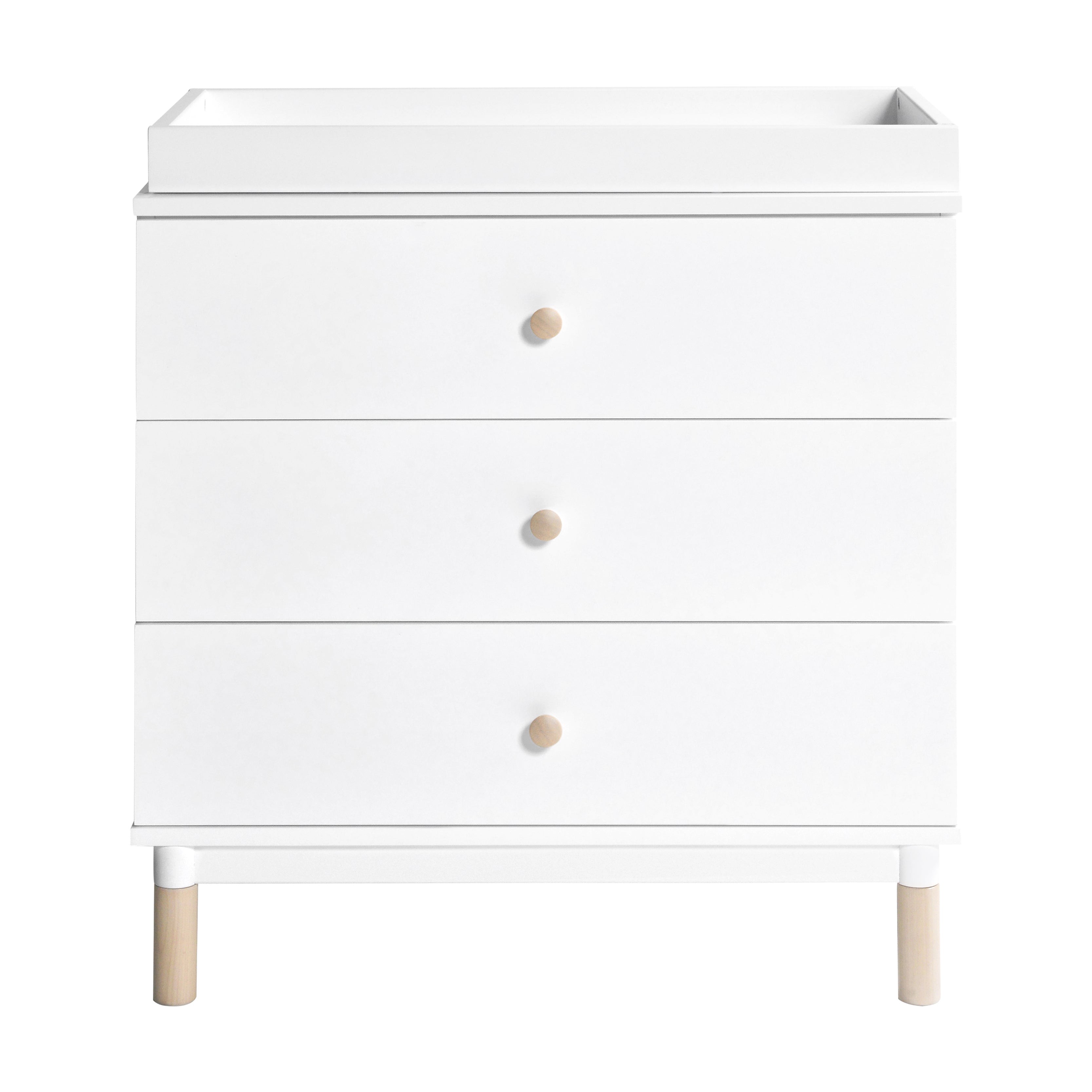 Gelato 3-Drawer Compact Changer Dresser with Removable Changing Tray (34") in White & Washed Natural