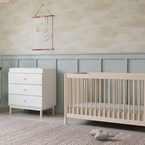 Gelato 3-Drawer Compact Changer Dresser with Removable Changing Tray (34") in White & Washed Natural