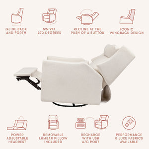 Kiwi Plus Power Recliner and Swivel Glider with Power Adjustable Headrest and USB Port in Performance Cream Eco-Weave