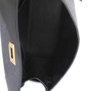 Hermes Black Epsom Sellier Mini Kelly II 20 GHW