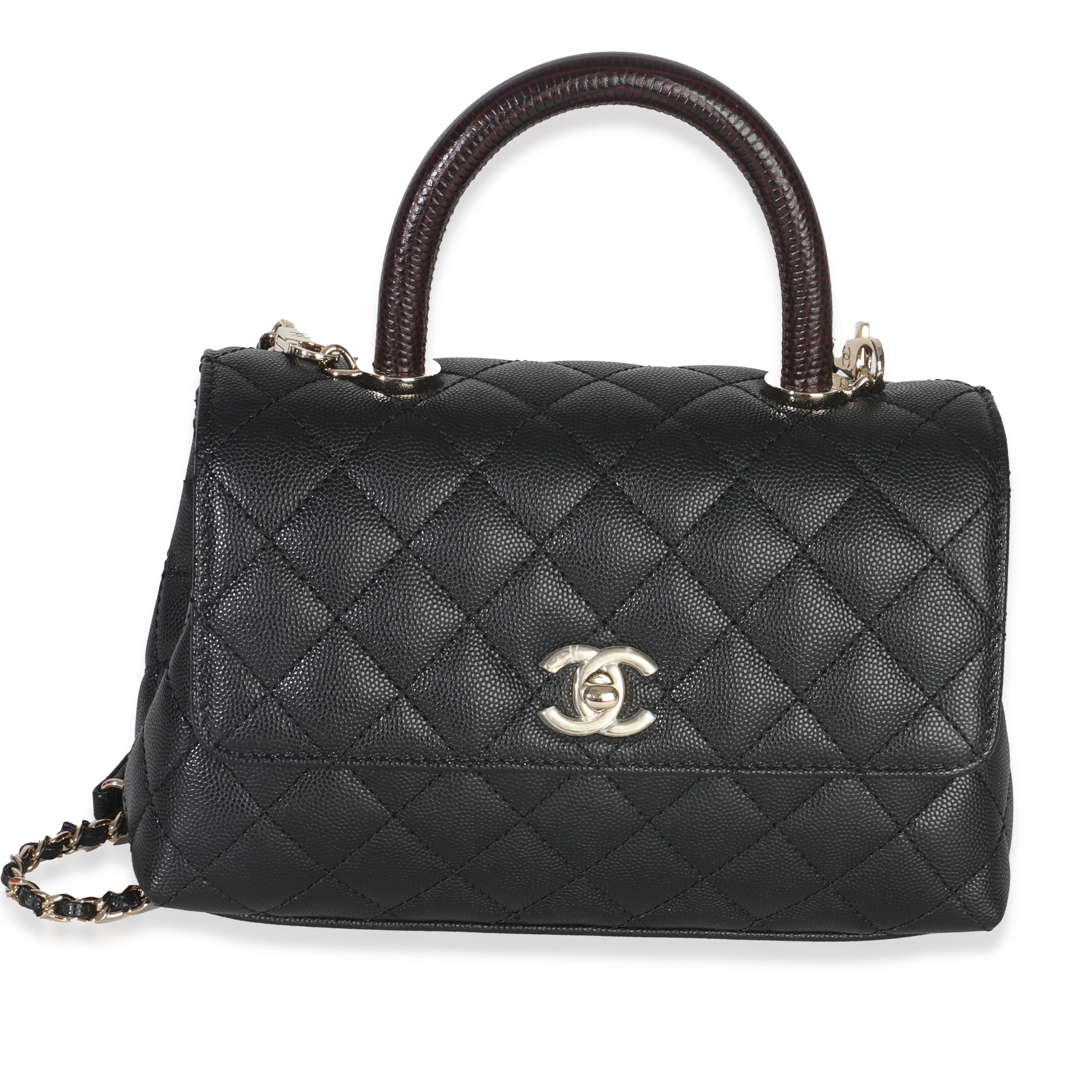 Chanel Black Quilted Caviar Mini Coco Top Handle Handbag