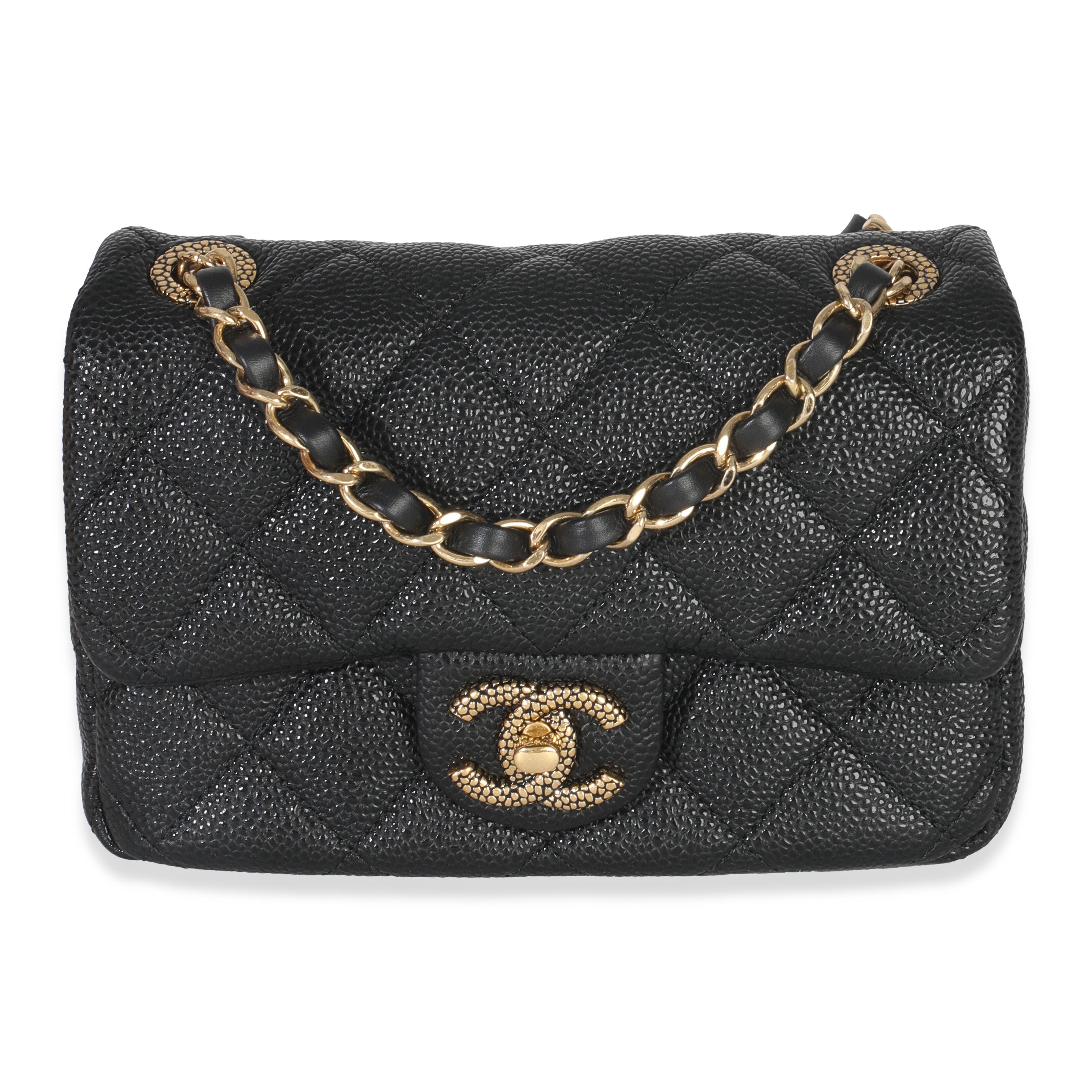 Chanel Black Quilted Grained Lambskin Mini Flap