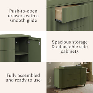 Pogo Tambour Extra Wide Assembled Dresser (58") in Olive