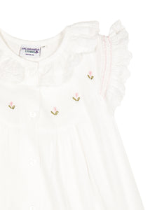 Gracie White Cotton Dress with Butterfly Sleeves