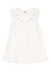 Gracie White Cotton Dress with Butterfly Sleeves