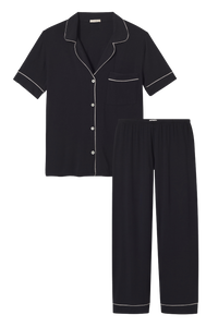Gisele Short Sleeve Pant PJ Set in Black/Sorbet