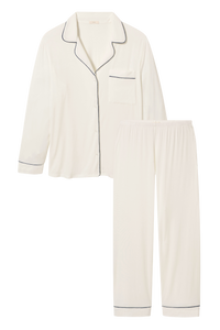 Gisele Long PJ Set in Pure Ivory/Navy