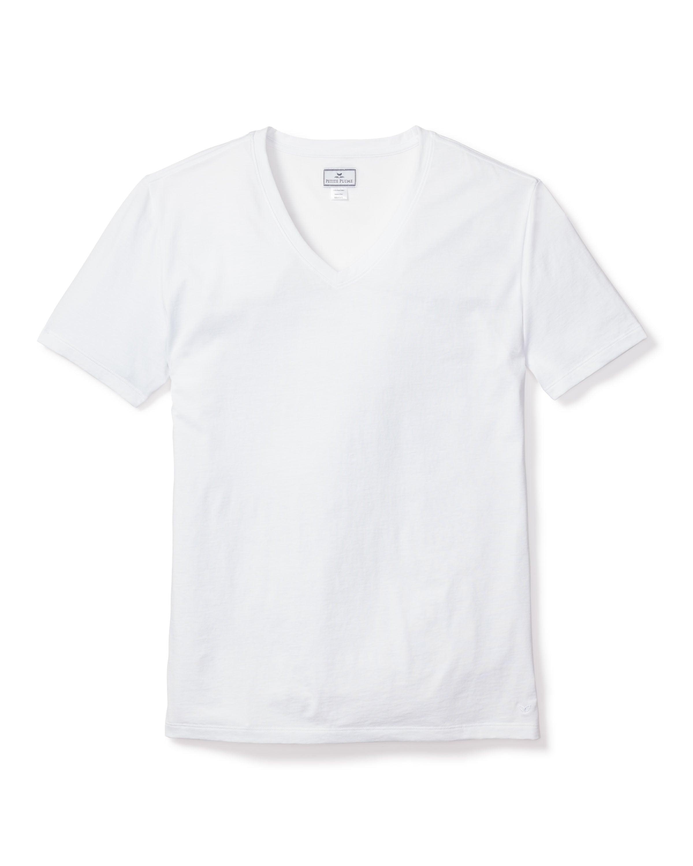 Pima Cotton Men’s White V-Neck Top