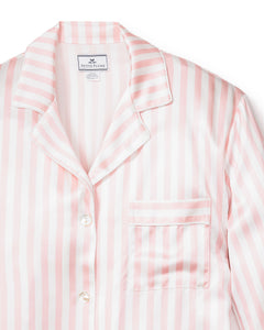 Women’s Pink Stripe Silk Pajama Set