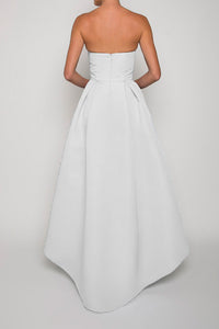 Silk Faille Twisted Bow High-Low Gown