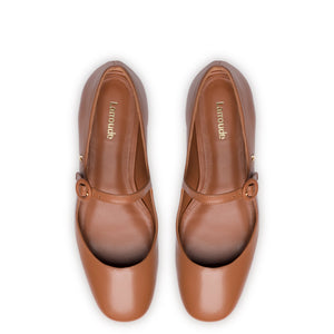 Blair Ballet Flat in Caramel Leather