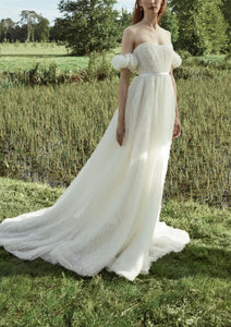 Venus White Dotted Tulle Gown