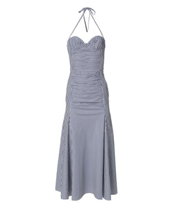 Halter Strap Bustier Striped Dress