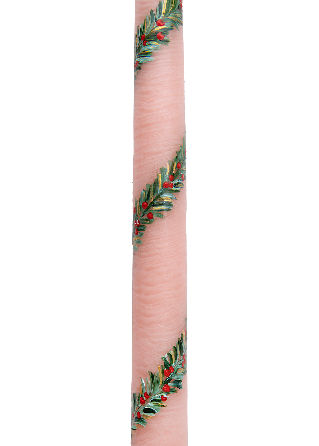 Pink Garland and Berry Hand-Painted Taper Candles, Set of Two